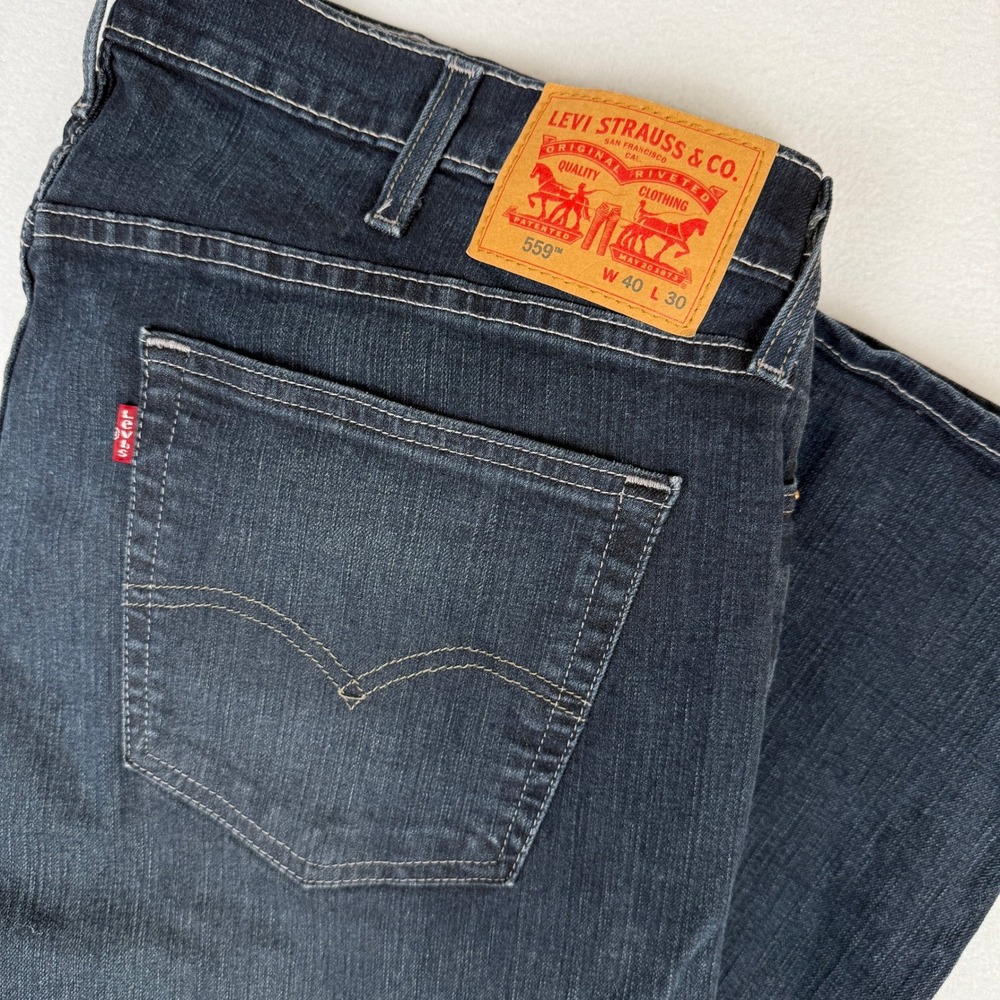 Levi's 559 Jeans Mens‎ 40x30 Relaxed Straight Fit Stone Wash Dark Denim